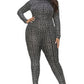 Plus Geo Pattern Glitter Printed Jumpsuit