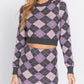 Argyle Jacquard Sweater Mini Skirt