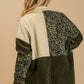 Mineral wash color block mixed print jacket