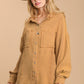 Mineral wash button down top with high low hem