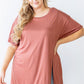 Plus Brick Round Neck Short Sleeve Relax Top