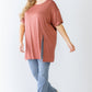 Plus Brick Round Neck Short Sleeve Relax Top