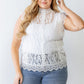 Plus Cotton Floral Lace Embroidery Detail Top