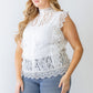 Plus Cotton Floral Lace Embroidery Detail Top