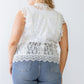 Plus Cotton Floral Lace Embroidery Detail Top