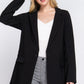 Long Sleeve Notched Single-breasted Tunic Blazer