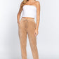 Waist Elastic Velour Long Jogger Pants