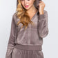 Long Sleeve Velour Hoodie Zip Up Jacket