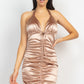 Halter Satin Ruching Dress