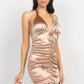 Halter Satin Ruching Dress