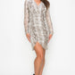 Shirring Animal Print Dress