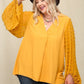 Woven And Textured Chiffon Top With Voluminous Sheer Sleeves