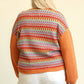 Novelty Knit And Solid Knit Mixed Loose Top With Drop Down Shoulder