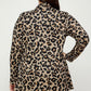 Plus Size, Animal Leopard Printed Knit Cardigan