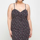 Plus Size Ditsy Floral Print On Mesh Fabric Cami Dress