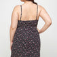 Plus Size Ditsy Floral Print On Mesh Fabric Cami Dress