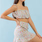 Mint Fuchsia Print Cotton Sleeveless Strappy Crop Top & High Waist Wrap Hem Mini Skirt Set