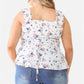 Plus Floral Button-up Sleeveless Flare Hem Top