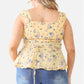 Plus Floral Button-up Sleeveless Flare Hem Top