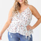 Plus Floral Sleeveless Wrap Neck Flare Hem Top