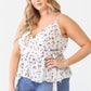 Plus Floral Sleeveless Wrap Neck Flare Hem Top