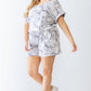 Plus Ivory & Grey Tie-dye Print Two Pocket Romper