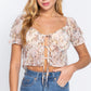 Short Slv Front Tie Print Woven Top