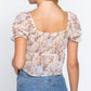 Short Slv Front Tie Print Woven Top