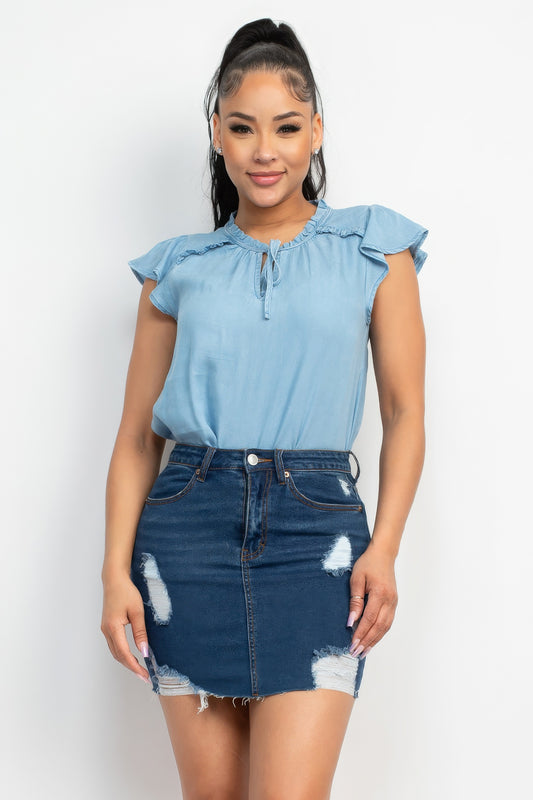 Lyocell Frill Sleeve Top