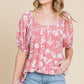 Floral T/r Span Babydoll Top