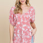 Floral T/r Span Babydoll Top