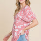 Floral T/r Span Babydoll Top