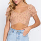 Short Slv Print Crop Woven Top