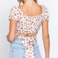 Short Slv Print Crop Woven Top