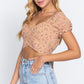 Short Slv Print Crop Woven Top