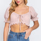 Short Slv Print Crop Woven Top