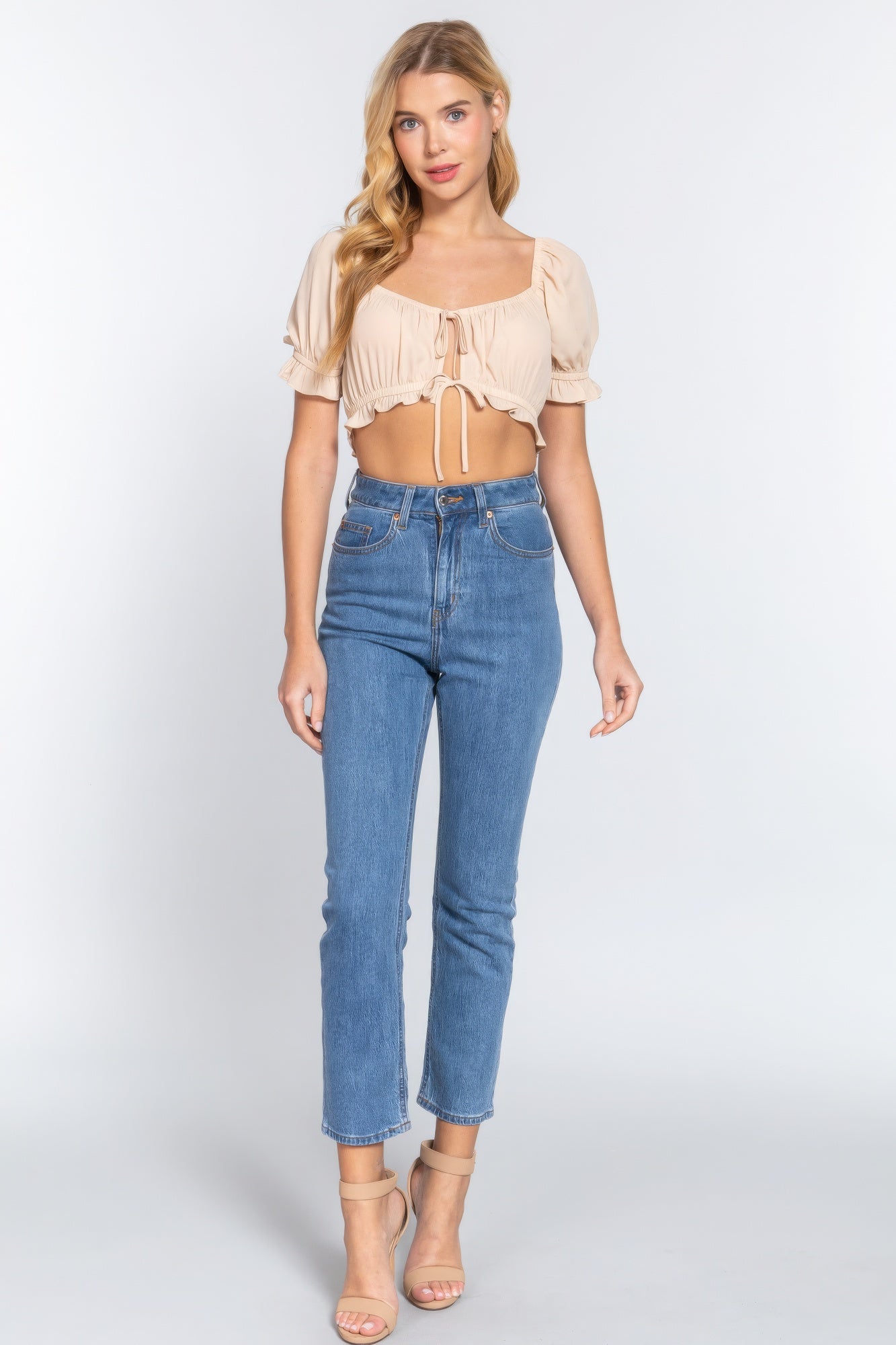 Short Slv Print Crop Woven Top