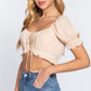 Short Slv Print Crop Woven Top