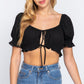 Short Slv Print Crop Woven Top