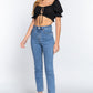 Short Slv Print Crop Woven Top