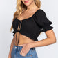 Short Slv Print Crop Woven Top