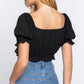 Short Slv Print Crop Woven Top