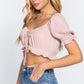 Short Slv Print Crop Woven Top