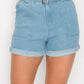 Belted Paperbag Denim Shorts