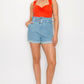 Belted Paperbag Denim Shorts