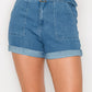 Belted Paperbag Denim Shorts