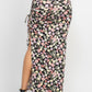 Front Knot Floral Top & Ruched Maxi Skirts Set