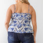 Plus Floral Print Woven Ruffle Sleeveless Back Zipper Tank Top