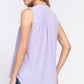 Sleeveless Henley Neck Woven Top