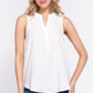 Sleeveless Henley Neck Woven Top